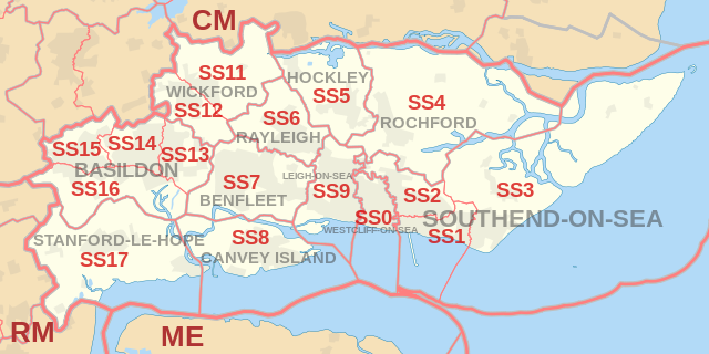 SS Postcode Area Map