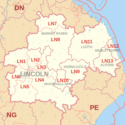 LN Postcode Area Map