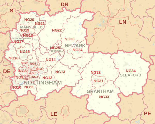 NG Postcode Area Map