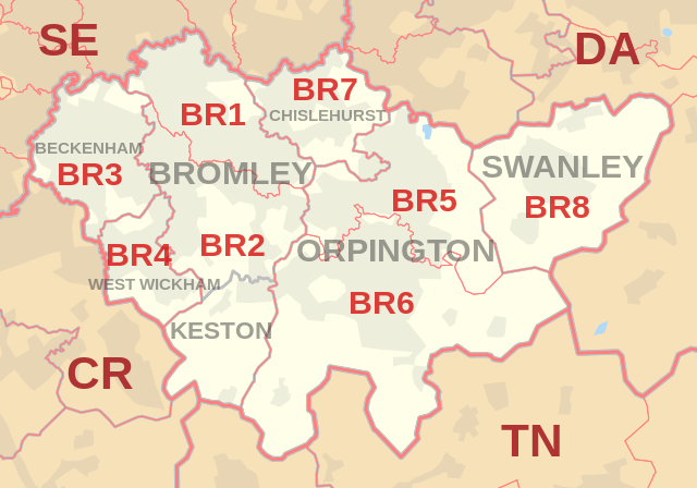 BR Postcode Area Map