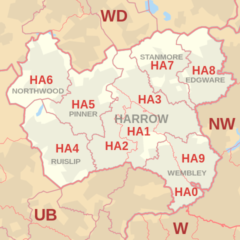 HA Postcode Area Map