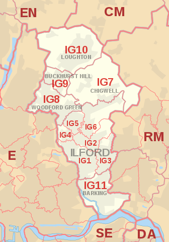 IG Postcode Area Map