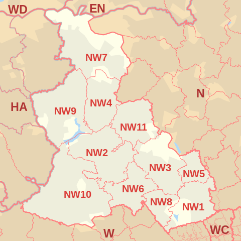 NW Postcode Area Map