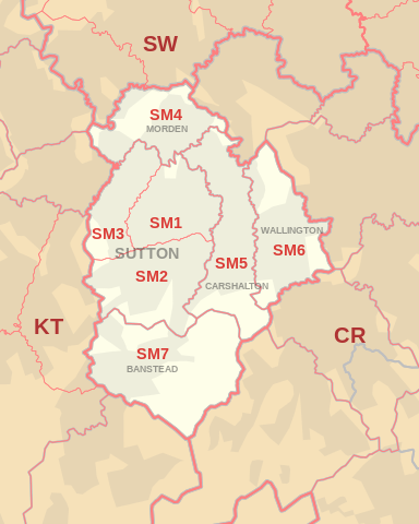 SM Postcode Area Map