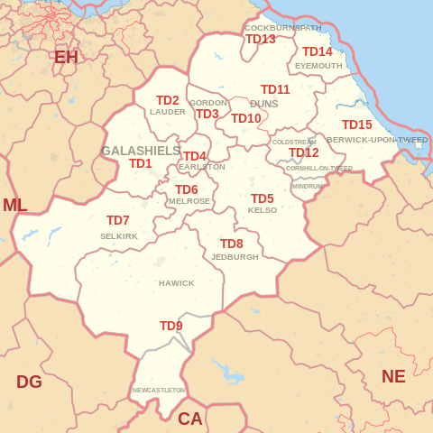 TD Postcode Area Map