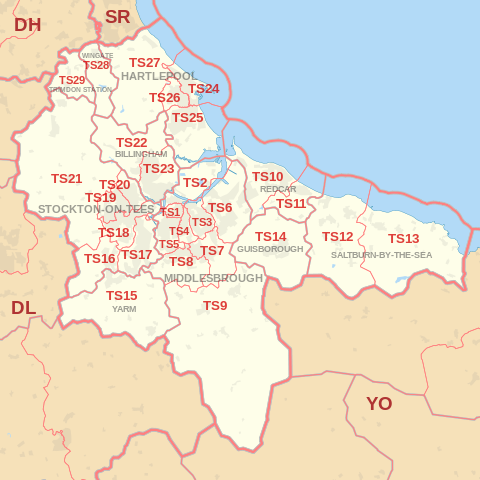 TS Postcode Area Map