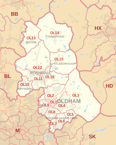 OL Postcode Area Map