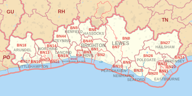 BN Postcode Area Map