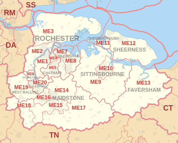 ME Postcode Area Map