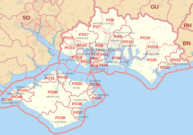 PO Postcode Area Map
