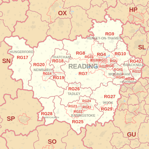 RG Postcode Area Map