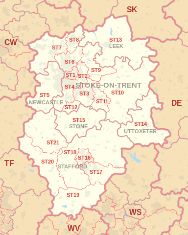 ST Postcode Area Map