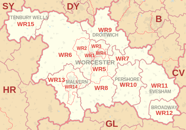 WR Postcode Area Map