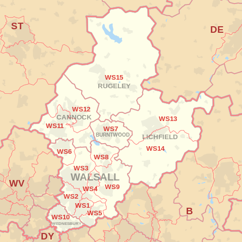 WS Postcode Area Map