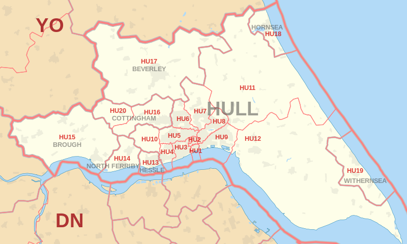 HU Postcode Area Map