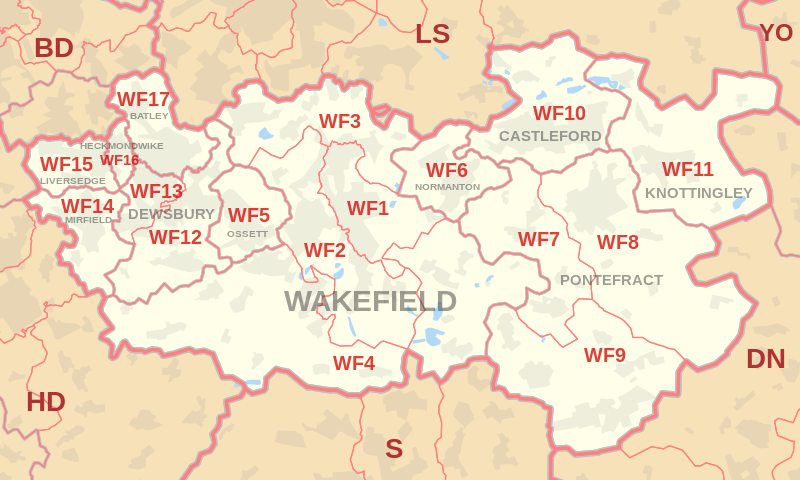 WF Postcode Area Map