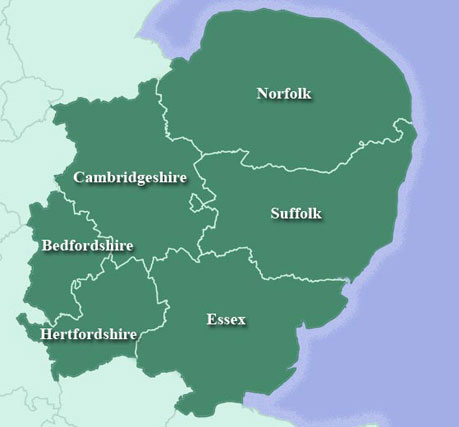 East of England Region Map
