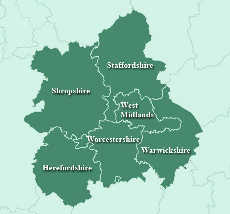 West Midlands Region Map