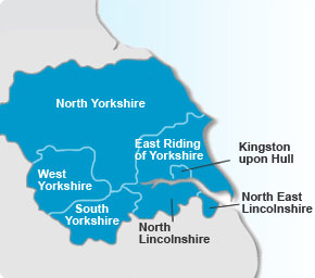Yorkshire and The Humber Region Map