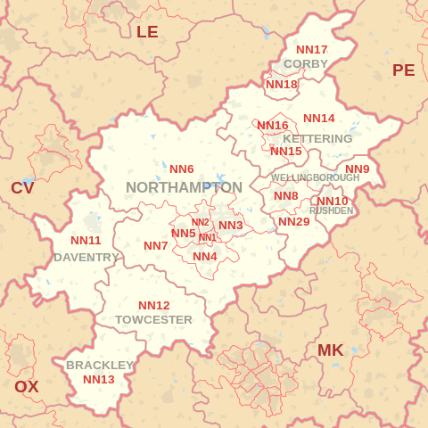 NN Postcode Area Map