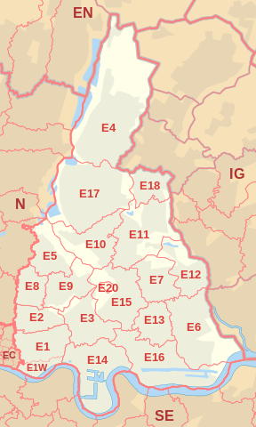 E Postcode Area Map