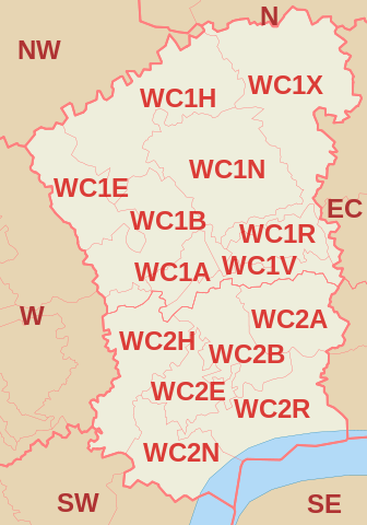 WC Postcode Area Map