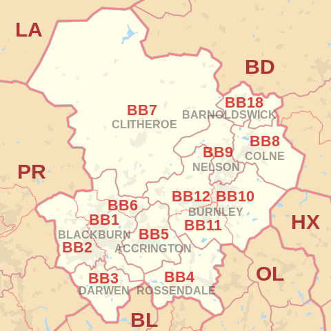 BB Postcode Area Map