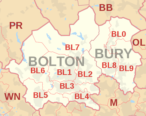 BL Postcode Area Map