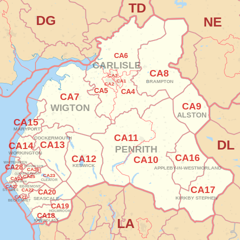 CA Postcode Area Map