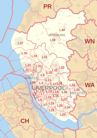L Postcode Area Map