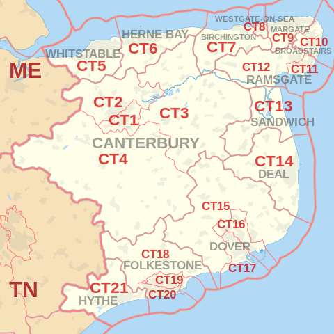 CT Postcode Area Map