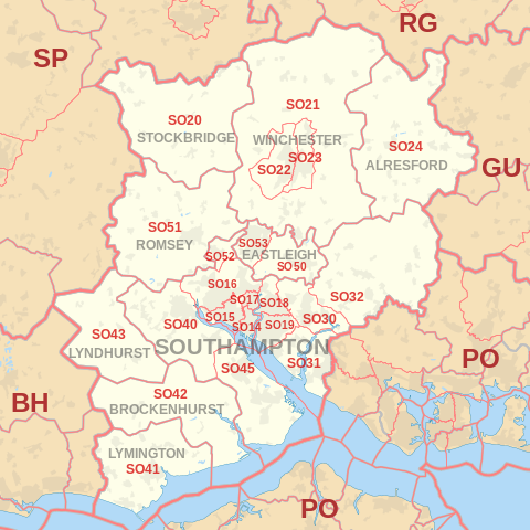 SO Postcode Area Map