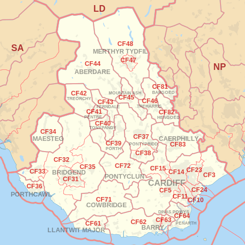 CF Postcode Area Map