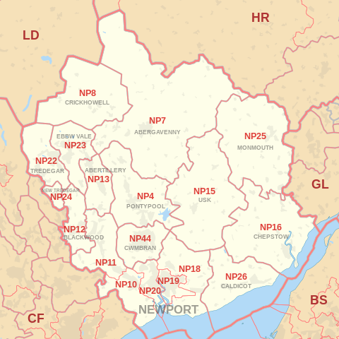 NP Postcode Area Map