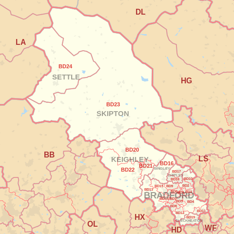 BD Postcode Area Map