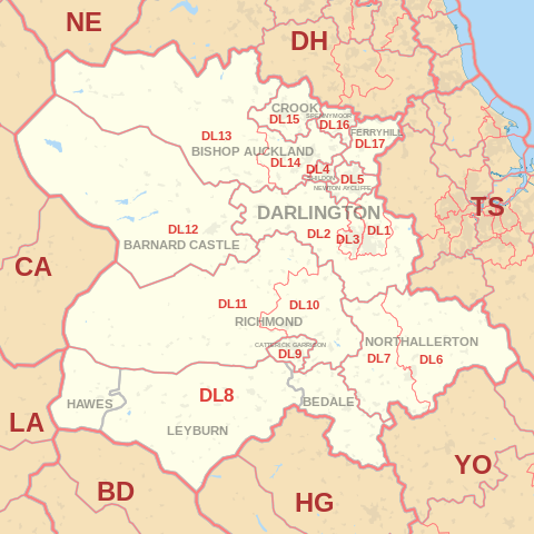 DL Postcode Area Map