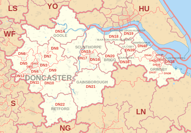 DN Postcode Area Map